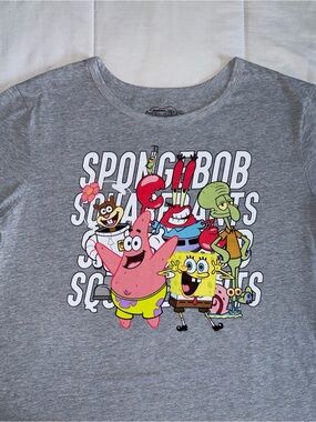 SpongeBob SquarePants Gray Fitted Graphic Tee - 1X